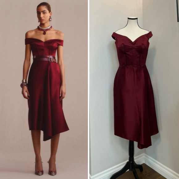 Alexander McQueen Dresses & Skirts - ALEXANDER MCQUEEN Off The Shoulder Draped Duchess Satin Dress Size 42 $3200